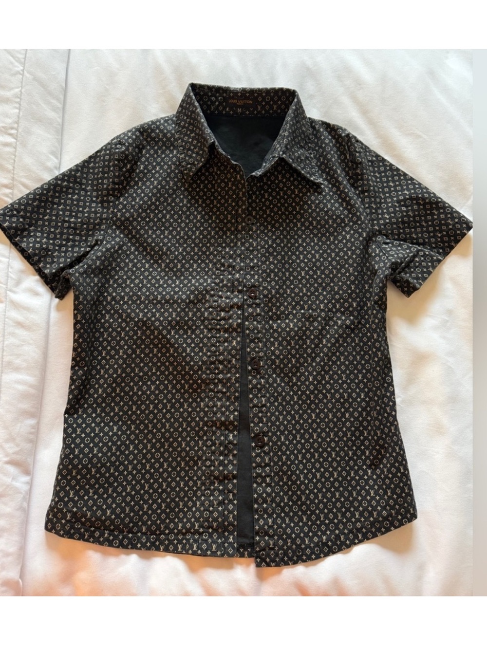 Louis Vuitton Black Monogram Short Sleeve Button-Up Shirt